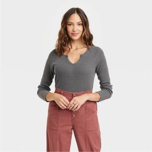 Women's Long Sleeve Notch Neck
Thermal Top - Knox Rose Dark Gray M